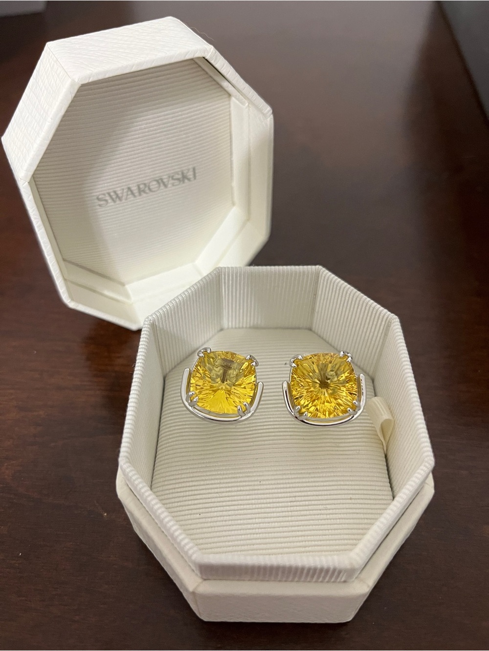 Swarovski Yellow Crystal Stud Earrings - Elegant Women's Jewelry